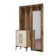 Portemanteaux 4 portes et Miroir Shera 120x200cm Bois Naturel et Blanc Blanc créme