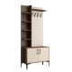 Portemanteaux avec étagères Vicente L90xH200cm Bois foncé et Blanc crème