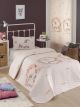 Set couvre-lit 160x220cm et 1 taie d'oreille Noctis Tissu Motif Licorne et fleurs Multicolore