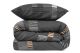 Set couvre-lit 240x220cm et 2 taies d'oreiller 60x60cm Willis 100% Coton Motif Rayure Anthracite, Blanc et Or