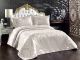 Set couvre-lit double et taie d'oreille Noctisan 100% Coton jacquard Blanc Crème