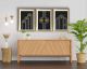 Set de 3 cadres décoratifs bois Blanc Leucothée L38xH53cm Style Géométrique Abstrait Noir, Blanc et Or
