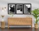 Set de 3 cadres décoratifs bois Blanc Nireus L38xH53cm Style Abstrait Noir, Gris et Blanc