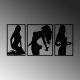 Set de 3 cadres décoratifs murales silhouette de femmes sexy Vanessa Métal Noir