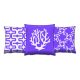 Set de 3 coussins assortis Decorare Hiver 43 x 43 cm Coton Polyester Bleu lavande 