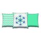 Set de 3 coussins assortis Decorare Lotus 43 x 43 cm Coton Polyester Vert d'eau 