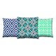 Set de 3 coussins assortis Decorare Papier Peint 43 x 43 cm Coton Polyester Bleu et Vert