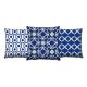 Set de 3 coussins assortis Decorare Papier Peint 43 x 43 cm Coton Polyester Bleu foncé