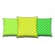 Set de 3 coussins assortis Decorare Pois Blancs 43 x 43 cm Coton Polyester Vert et Jaune