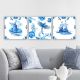 Set de 3 tableaux décoratif Scaenicos Motif Moulin, oiseau et voilier Bleu
