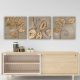 Set de 3 tableaux Khan 30x30cm Motif Feuilles dorées