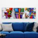 Set de 3 tableaux Lookilo 30x30cm Motif Portrait style cubisme