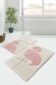 Set de 3 tapis de salle de bain Crinitus Concordare Flamant Acrylique Rose