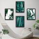 Set de 4 peintures décoratives Harmonicus 30 x 40 cm Feuilles Panneau Stratifié Nuance de Vert