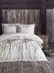 Set housse de couette 240x200cm et 2 taies d'oreiller 60x60cm Holz 100% Coton Motif Arbre d'automne Gris, Beige et Blanc