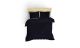 Set housse de couette 260x220cm et 2 taies d'oreille Noctis Premium uni Satin de Coton Bleu foncé