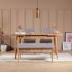 Set table extensible 2 chaises et banquette Malva Bois clair et Tissu Gris