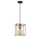 Suspension 1 cage rectangle Laterna Métal Noir et Or rose