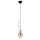 Suspension 1 lampe trompette droite Nacria Métal Or et Noir