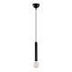 Suspension 1 lampe tube long Jona Métal Noir
