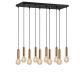 Suspension 10 lampes long tube alignés Jona Métal Or antique