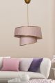 Suspension 2 cylindres biscornus Inconditus Ø32cm Tissu Rose et Or