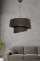 Suspension 2 cylindres biscornus Inconditus Ø32cm Tissu Anthracite et Métal Or