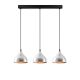 Suspension 3 ampoules alignées Gakula Métal martelé Noir et Argent