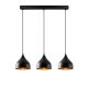 Suspension 3 ampoules alignées Gakula Métal martelé Noir