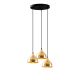 Suspension 3 ampoules échelle Gakula Métal martelé Noir et Or