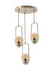 Suspension 3 globes ovale Bulla D30cm Verre et Métal Or