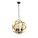 Suspension 3 lampes 1 cage sphérique Eiji Métal Noir et Or