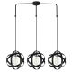 Suspension 3 lampes 3 anneaux linéaire Annulis Métal Noir et Chrome
