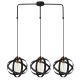 Suspension 3 lampes 3 anneaux linéaire Annulis Métal Or antique et Noir