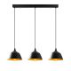 Suspension 3 lampes alignées Epille 95cm Métal Noir et Or