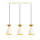 Suspension 3 lampes alignées Hrend 67cm Métal Blanc et Or