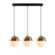 Suspension 3 lampes alignées Kayla Verre Blanc et Métal Or antique