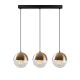 Suspension 3 lampes alignées Kayla Verre Transparent et Métal Or antique