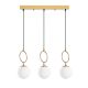 Suspension 3 lampes alignées Klimt L75cm Verre Blanc et Métal Or