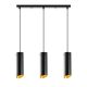 Suspension 3 lampes alignées tube sectionnée Karasiba Métal Noir et Or