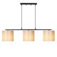 Suspension 3 lampes alignés à simple barre Senna Métal Noir et Tissu Blanc crème