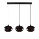 Suspension 3 lampes alignés Ferno L97cm Métal et Verre Noir
