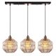 Suspension 3 lampes bulles alignées Shasta Verre Transparent et Métal Or rose