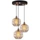 Suspension 3 lampes bulles escalier Shasta Verre Transparent et Métal Or rose