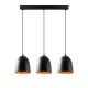 Suspension 3 lampes cloches alignées Gakuli 125cm Métal martelées Noir