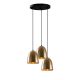 Suspension 3 lampes cloches saccade Gakuli D20cm Métal martelées Noir et Or antique