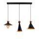 Suspension 3 lampes cônes aligné Jedi 100cm Métal Noir
