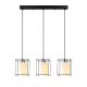 Suspension 3 lampes cylindres encagés alignés Goiltir Verre Blanc et Métal Noir