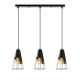 Suspension 3 lampes demi-filaire alignées Bashful 67cm Métal Noir et Or
