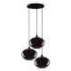 Suspension 3 lampes escalier Ferno D61cm Métal et Verre Noir